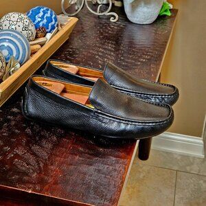 Massimo Matteo Men's Black Saffiano Leather Loafers, Sz 13 (Small Flaw)